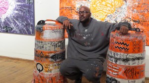 Matthew Rice with his urban monoliths.